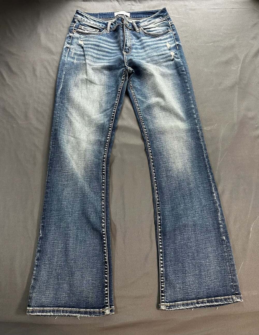 BKE Stella Mid-Rise Slim Fit Bootcut Jeans Size 29 Blue Distressed Denim